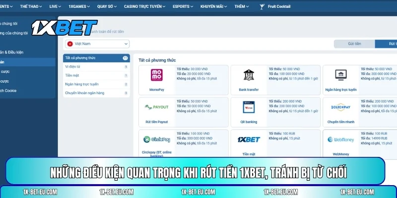 rút tiền 1XBET